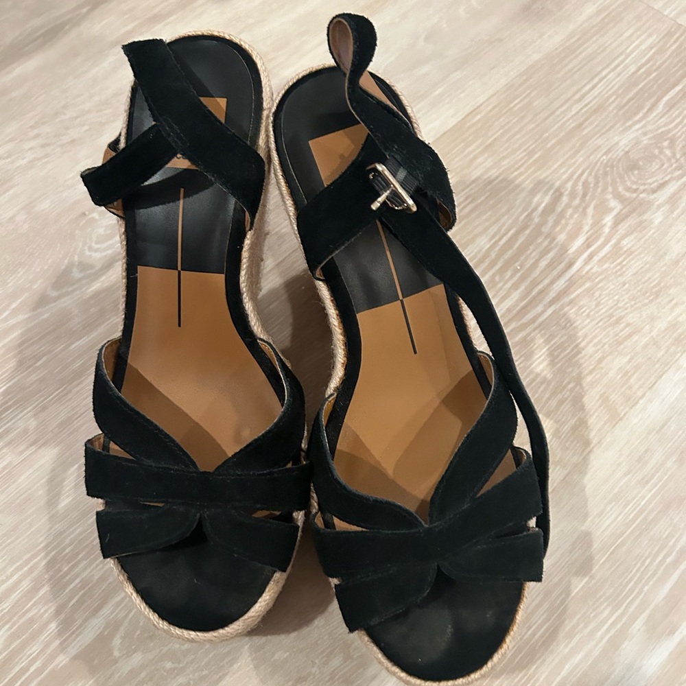 Black wedge sandals